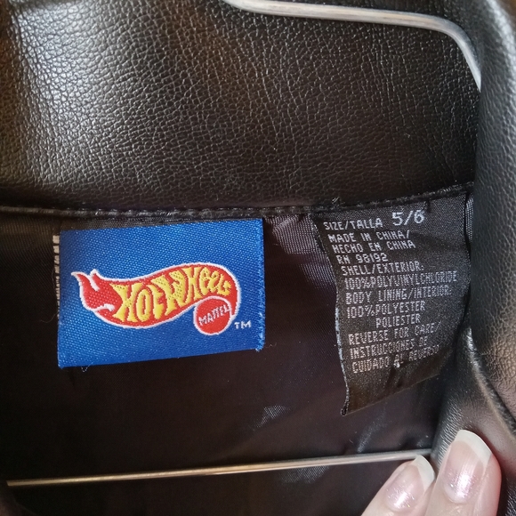 Hot Wheels Black faux leather jacket biker rocker look kids size 5/6 RARE - Picture 10 of 10